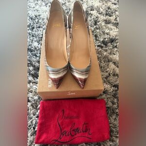 Christian Louboutin Striped Pointed Toe Heels